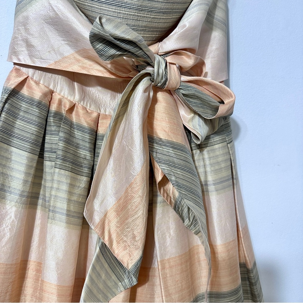 ARMANI‎ COLLEZIONI RARE Silk Strapless Stripe Midi Dress Sz 2 - Picture 4 of 13